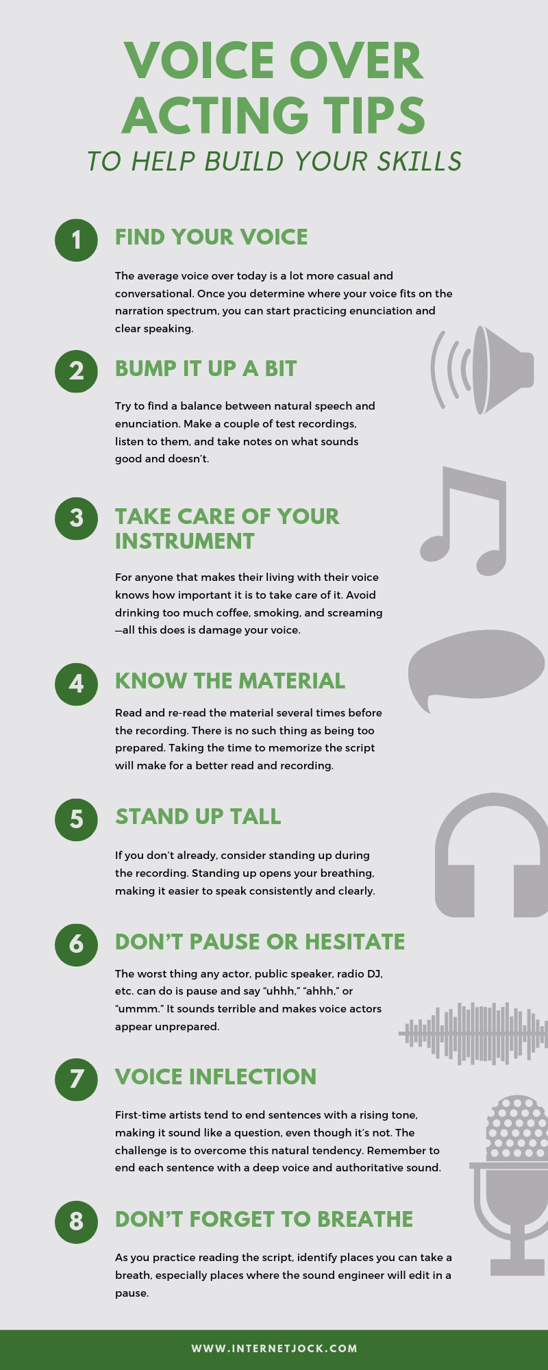 Voice over acting tips Infographic